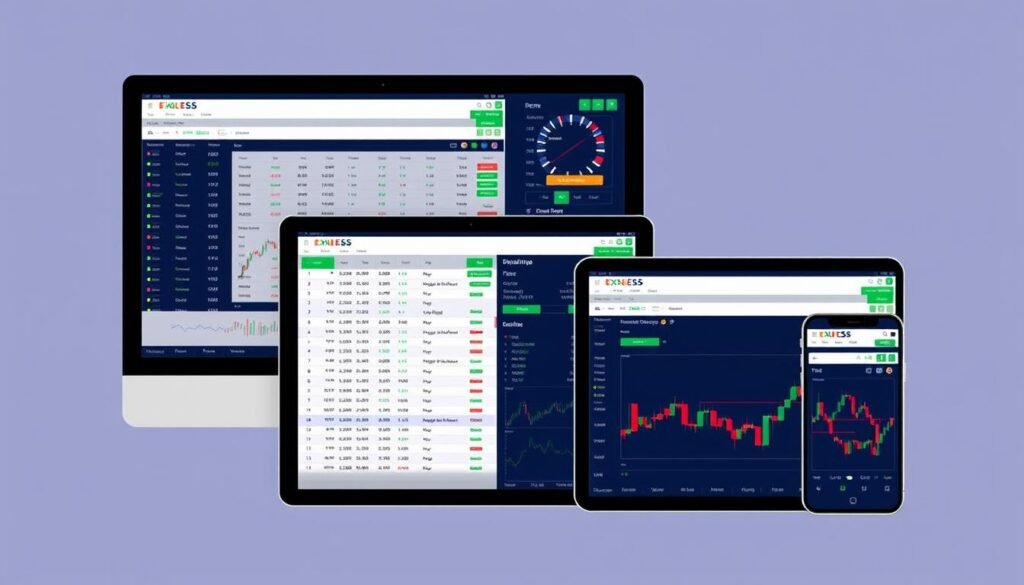 Tampilan platform trading Exness pada berbagai perangkat untuk trader Indonesia